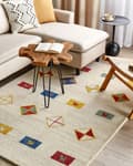 Pikkukuva 2 / 6: Matto beige villa 140 x 200 cm geometrinen värikäs kuviointi käsin tuftattu perinteinen Gabbeh boho-tyyli