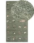Miniatyrbillede 1 af 6: Gabbeh Tæppe Grønt Uld 80 x 150 cm Dyremønster Håndtuftet Stue Soveværelse Traditionel Boho Stil