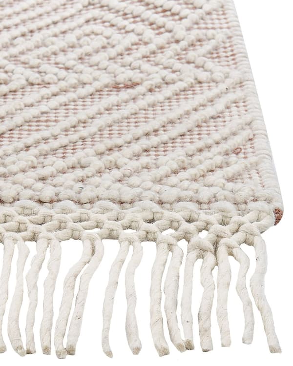 Gulvtæppe Beige Brun Uld 160 x 230 cm Fladvævet Uldtæppe Moderne Design Luv Tæppe under Sofabord til Værelse Indretning
