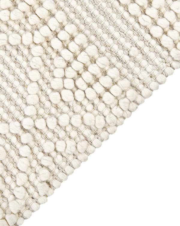 Gulvtæppe Beige Uld 160 x 230 cm Fladvævet Uldtæppe Moderne Design Luv Tæppe under Sofabord til Værelse Indretning