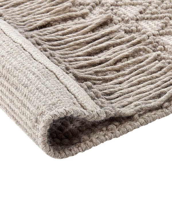 Teppe Beige Ull Polyester 200 x 300 cm Dusker Geometrisk mønster Boho Moderne Tilbehør Dekorasjon Stue Soverom