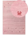 Miniatyrbilde 1 av 7: Ull gulvteppe rosa 200 x 300 cm Gabbeh håndtuftet westernmotiv rustikk moderne design