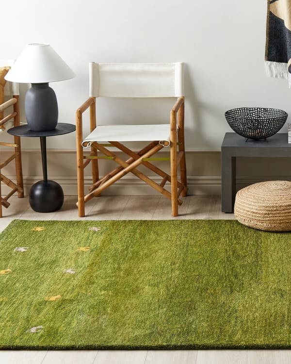 Ullteppe Grønn 160 x 230 cm Gabbeh Håndtuftet Western Motiv Rustikk Moderne Design