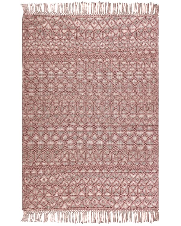 Teppe Rosa Ull Polyester 160 x 230 cm Dusker Geometrisk mønster Boho Moderne Tilbehør Dekorasjon Stue Soverom
