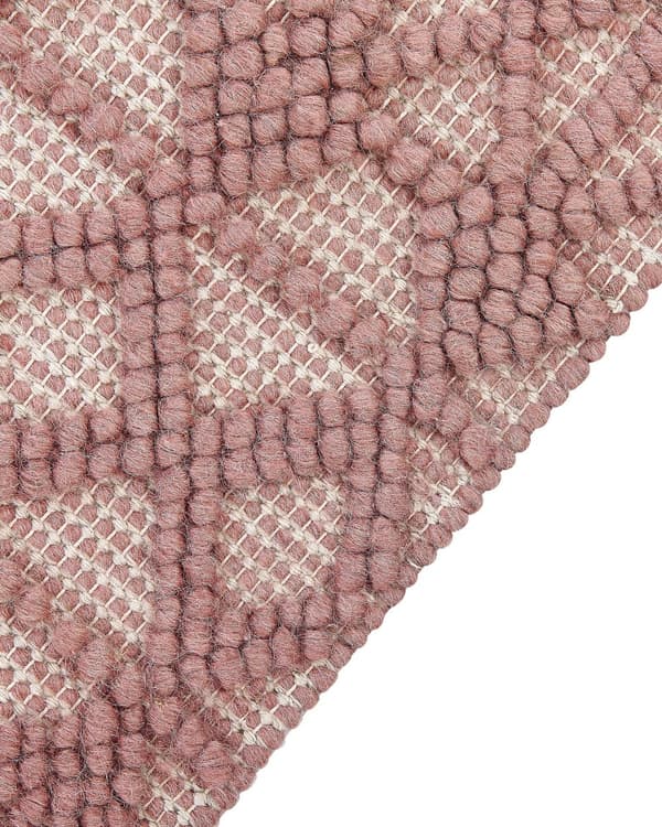 Teppe Rosa Ull Polyester 160 x 230 cm Dusker Geometrisk mønster Boho Moderne Tilbehør Dekorasjon Stue Soverom