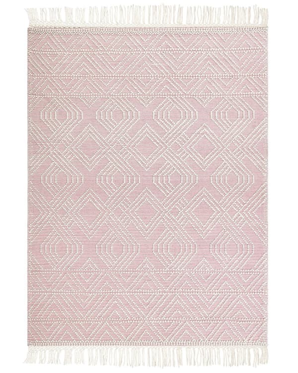 Teppe Rosa Ull Polyester 200 x 300 cm Dusker Geometrisk mønster Boho Moderne Tilbehør Dekorasjon Stue Soverom