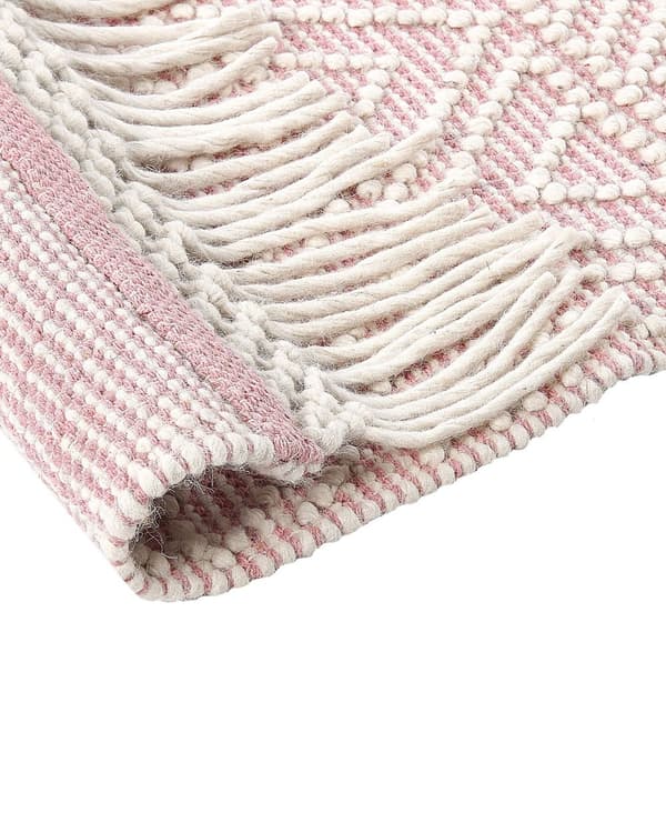 Teppe Rosa Ull Polyester 200 x 300 cm Dusker Geometrisk mønster Boho Moderne Tilbehør Dekorasjon Stue Soverom