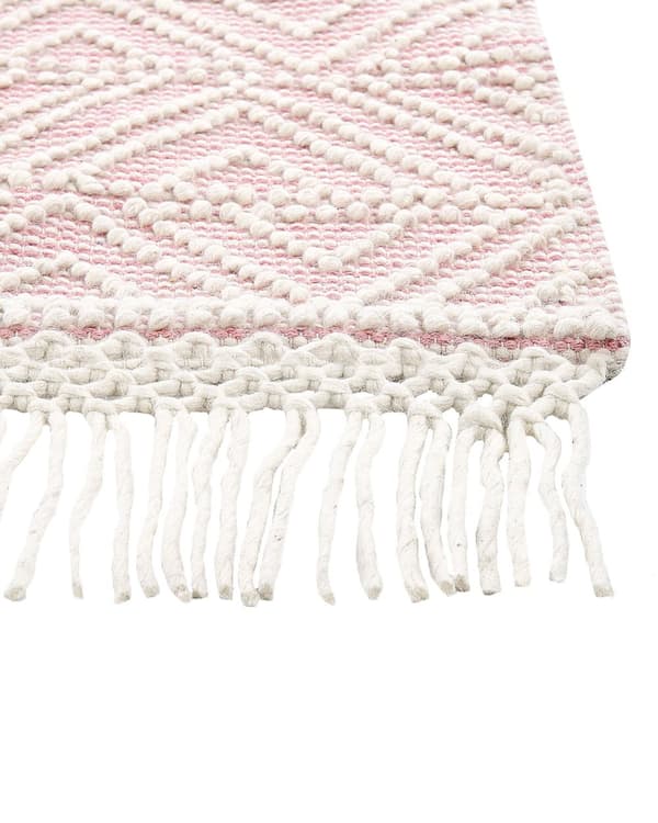 Teppe Rosa Ull Polyester 200 x 300 cm Dusker Geometrisk mønster Boho Moderne Tilbehør Dekorasjon Stue Soverom