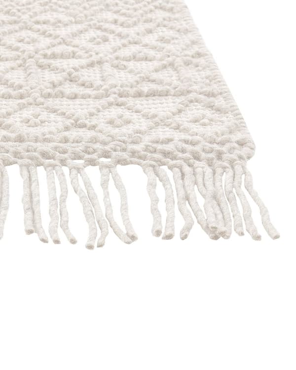 Teppe Lys Beige Ull Polyester 160 x 230 cm Dusker Geometrisk mønster Boho Moderne Tilbehør Dekorasjon Stue Soverom