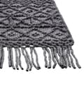 Miniatyrbild 7 av 7: Matta Svart Ull Polyester 200 x 300 cm Geometriskt Mönster Tofsar Boho Modern Vardagsrum