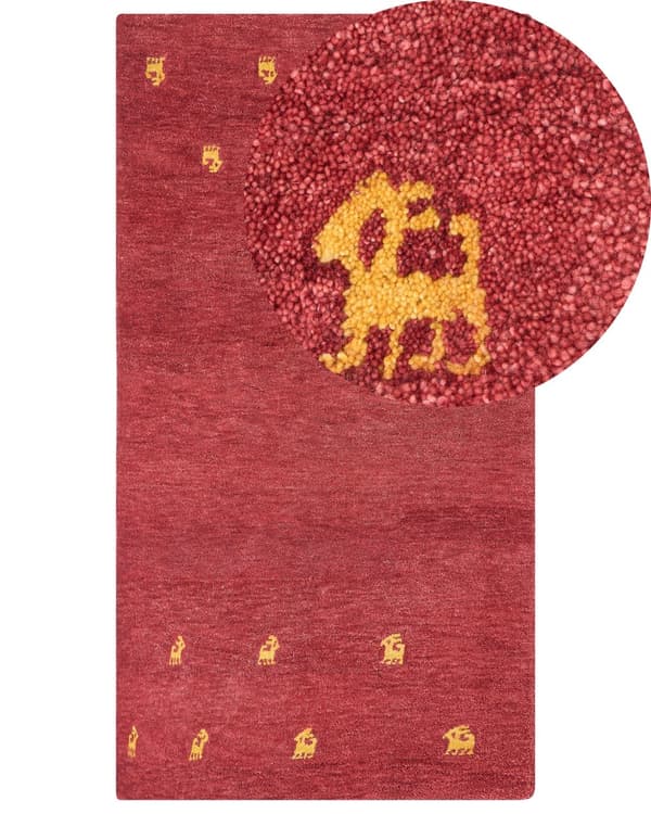 Gabbeh Matta Ull 80 x 150 cm Rektangulär Gul Djurmönster Handtuftad Bohemisk Stil Vardagsrum Sovrum Barnrum
