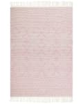 Miniatyrbild 4 av 7: Mattan Rosa Vit Ull Polyester 160 x 230 cm Geometriskt Mönster Fransar Boho Modern Design Vardagsrum