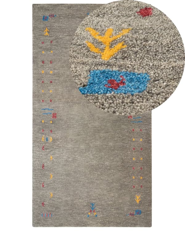 Gabbeh Matta 80 x 150 cm Rektangulär Flerfärgad Geometriskt Mönster Handtuftad Bohemisk Stil Vardagsrum Sovrum Barnrum