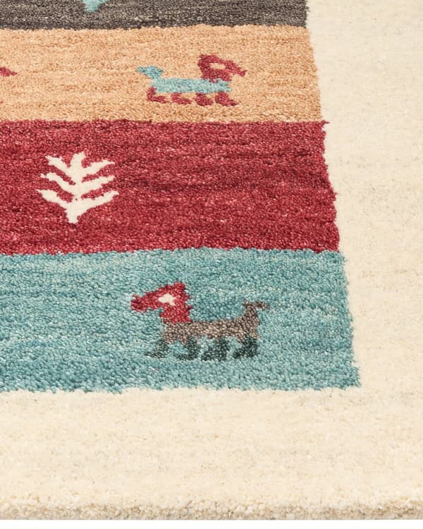 Gabbeh Matta Flerfärgad Ull 160 x 230 cm Tjock Tät Lugg Etniskt Rustikt Mönster Stuga Bondgård Stil