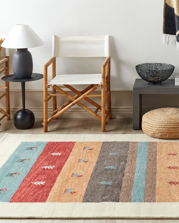 Gabbeh Matta Flerfärgad Ull 160 x 230 cm Tjock Tät Lugg Etniskt Rustikt Mönster Stuga Bondgård Stil