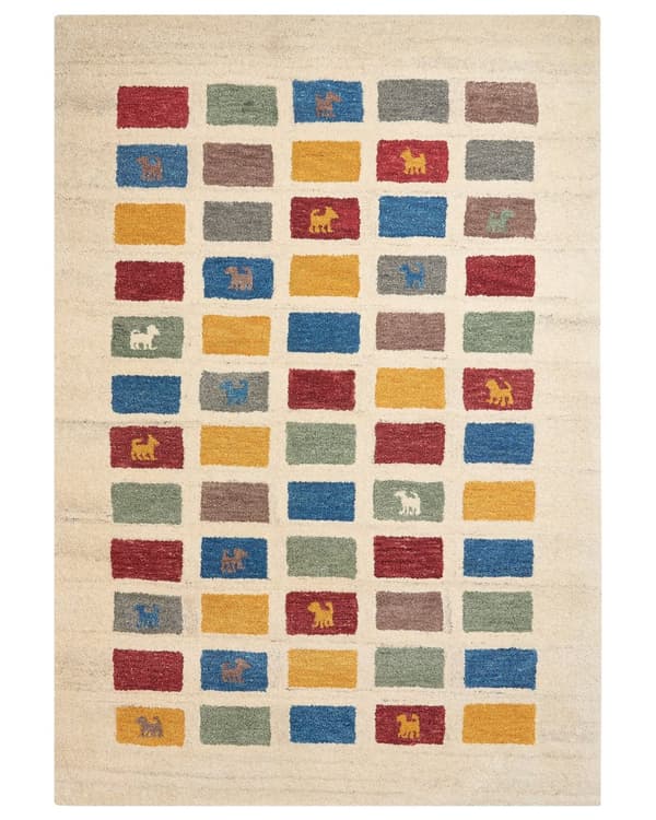 Gabbeh Matta Flerfärgad Ull 160 x 230 cm Tjock Tät Lugg Etniskt Rustikt Mönster Stuga Bondgård Stil