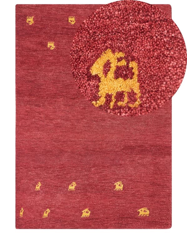 Gabbeh Matta Ull 160 x 230 cm Rektangulär Gul Djurmönster Handtuftad Bohemisk Stil Vardagsrum Sovrum Barnrum
