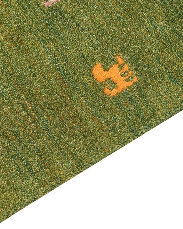 Ullmatta Gabbeh Grön 200 x 300 cm Handtuftad Western-motiv Rustik Modern Design