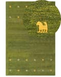 Miniatyrbild 1 av 7: Ullmatta Gabbeh Grön 200 x 300 cm Handtuftad Western-motiv Rustik Modern Design