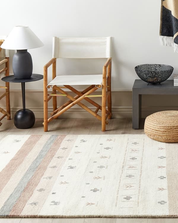 Teppe Beige og Brun Ull 160 x 230 cm Gabbeh Rektangulært Geometrisk Mønster Hånd Tufted Boho Stil Stue Soverom Barnerom