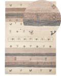 Miniatyrbilde 1 av 7: Teppe Beige og Brun Ull 160 x 230 cm Gabbeh Rektangulært Geometrisk Mønster Hånd Tufted Boho Stil Stue Soverom Barnerom