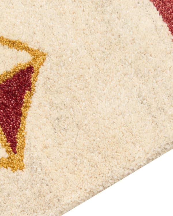 Teppe Beige Ull 140 x 200 cm Gabbeh Geometrisk Dyremønster Håndtuftet Stue Soverom Tradisjonell Boho