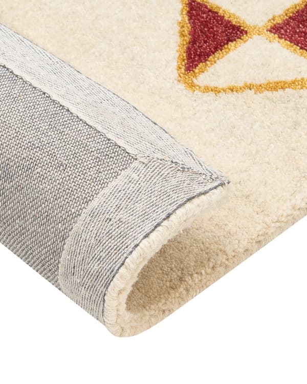 Teppe Beige Ull 140 x 200 cm Gabbeh Geometrisk Dyremønster Håndtuftet Stue Soverom Tradisjonell Boho