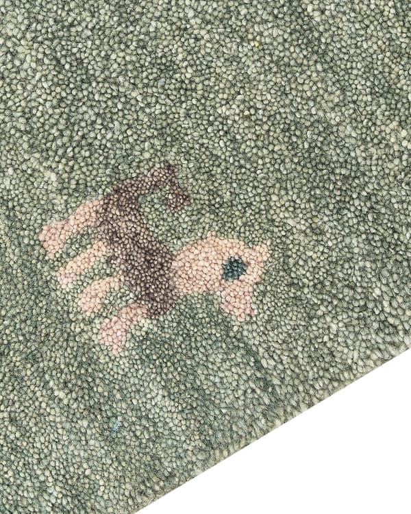 Teppe Grønn Ull 140 x 200 cm Gabbeh Dyremønster Håndtuftet Stue Soverom Tradisjonell Boho