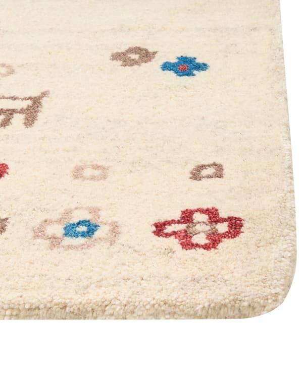 Teppe Beige Ull 160 x 230 cm Gabbeh Blomstermønster Dyremønster Håndtuftet Stue Soverom Tradisjonell Boho
