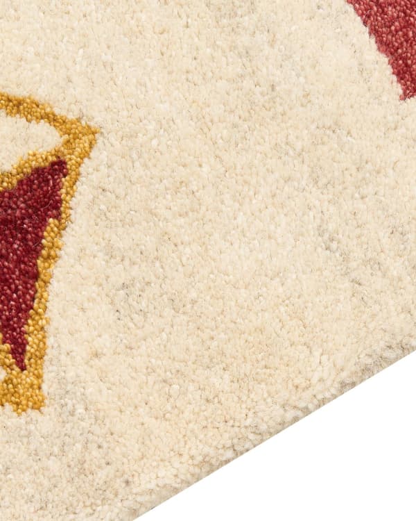 Teppe Beige Ull 80 x 150 cm Gabbeh Geometrisk Dyremønster Håndtuftet Stue Soverom Tradisjonell Boho