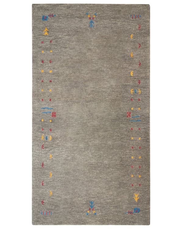 Area teppe grå 80 x 150 cm Gabbeh Rektangulær flerfarget geometrisk mønster hånd tuftet Boho stil Stue Soverom Barnerom