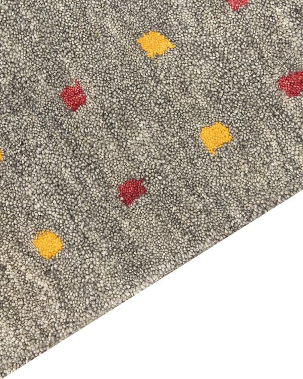 Area teppe grå 80 x 150 cm Gabbeh Rektangulær flerfarget geometrisk mønster hånd tuftet Boho stil Stue Soverom Barnerom
