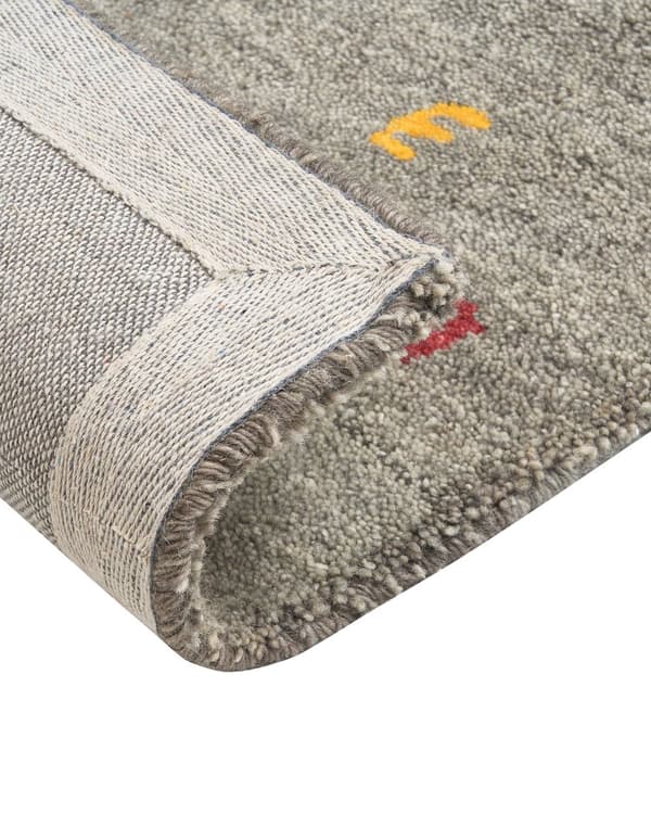 Area teppe grå 80 x 150 cm Gabbeh Rektangulær flerfarget geometrisk mønster hånd tuftet Boho stil Stue Soverom Barnerom