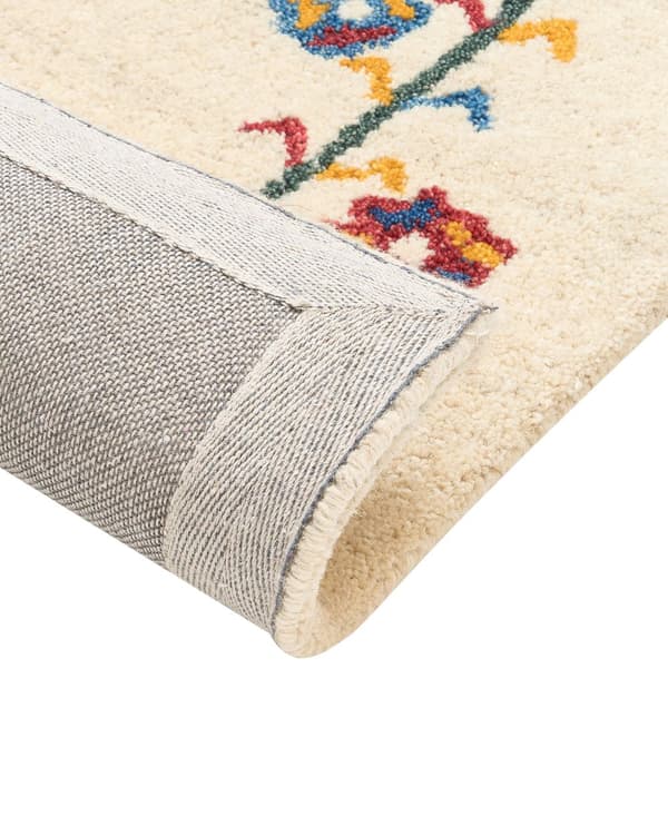 Teppe Beige Ull 140 x 200 cm Gabbeh Blomstermønster Dyremønster Håndtuftet Stue Soverom Tradisjonell Boho