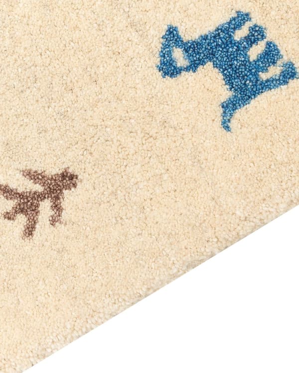 Gulvteppe Teppe Beige Ull 80 x 150 cm Gabbeh Tett luv Tradisjonell Rustikk mønster Hytte stil