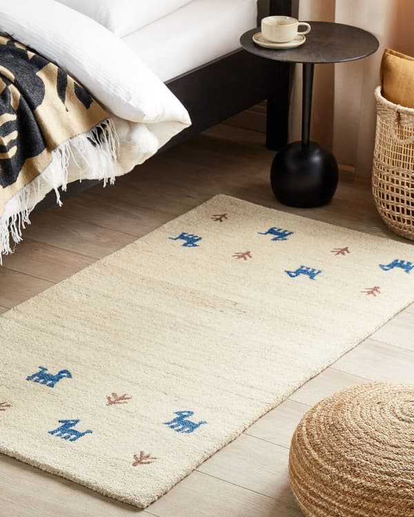 Gulvteppe Teppe Beige Ull 80 x 150 cm Gabbeh Tett luv Tradisjonell Rustikk mønster Hytte stil