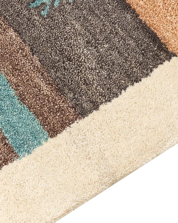 Gulvteppe Teppe Flerfarget Ull Gabbeh 80 x 150 cm Tykk luv Rustikk mønster Bondehus stil