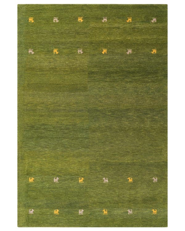 Ullteppe Teppe Grønn 200 x 300 cm Gabbeh Håndtuftet Wester motiv Rustikk Moderne Design