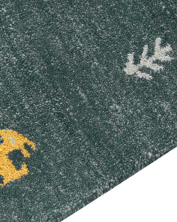 Gulvteppe Teppe Grønn Ull 140 x 200 cm Gabbeh Håndtuftet Western Dyremotiv Rustikk design