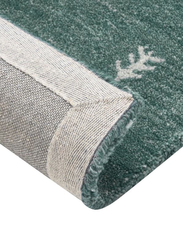 Gulvteppe Teppe Grønn Ull 140 x 200 cm Gabbeh Håndtuftet Western Dyremotiv Rustikk design