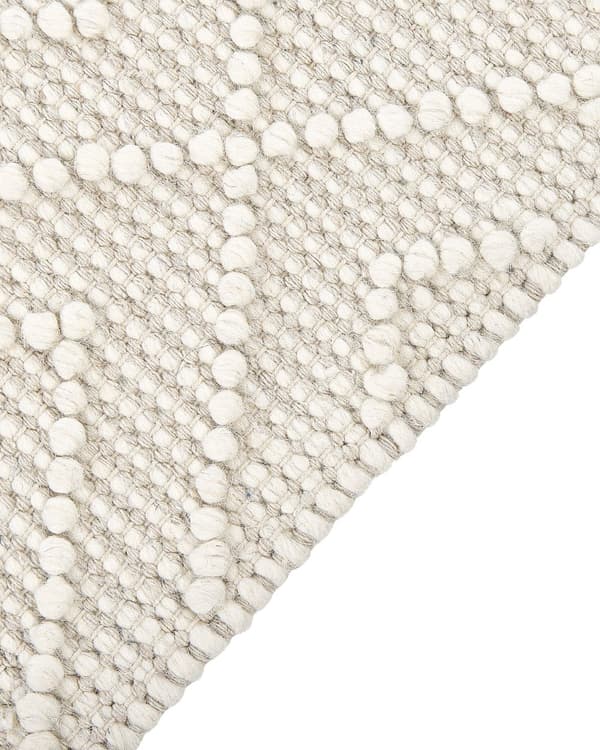 Matta Beige Ull 160 x 230 cm med Tofsar Handvävd Vardagsrum Sovrum Bohemisk Modern