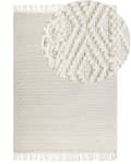 Miniatyrbild 1 av 6: Matta Beige Ull 160 x 230 cm med Tofsar Handvävd Vardagsrum Sovrum Bohemisk Modern