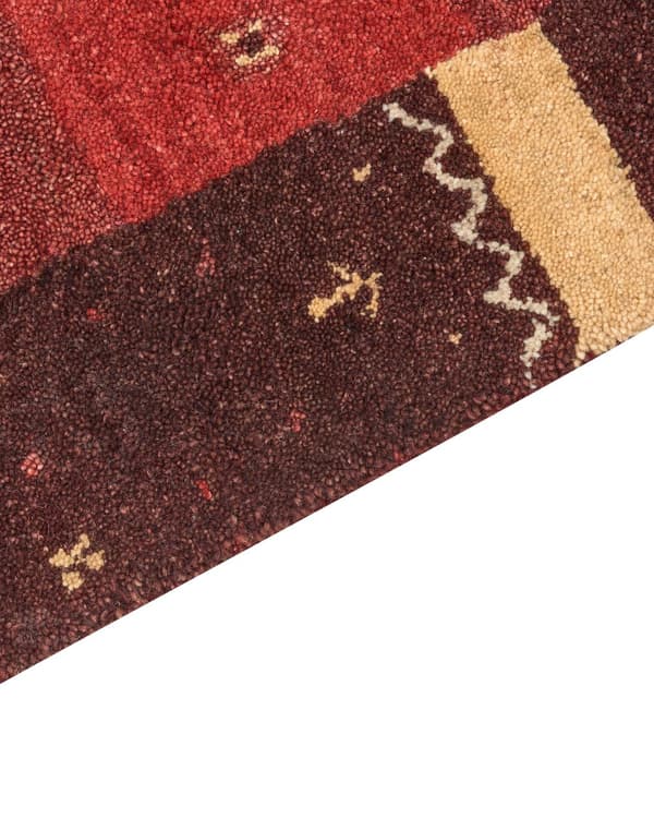 Gabbeh Matta Röd Ull 80 x 150 cm Tjock Tät Lugg Traditionellt Rustikt Mönster Stuga Bondgård Stil