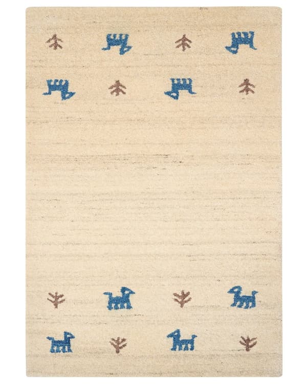 Gabbeh Matta Beige Ull 160 x 230 cm Tjock Tät Lugg Traditionell Rustik Enkelt Mönster Stuga Bondgård Stil