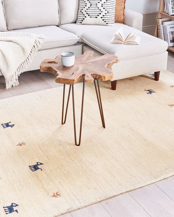 Gabbeh Matta Beige Ull 160 x 230 cm Tjock Tät Lugg Traditionell Rustik Enkelt Mönster Stuga Bondgård Stil