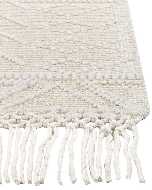 Gulvteppe Teppe Beige Ull 160 x 230 cm Dusker Håndvevd Stue Soverom Boho Moderne