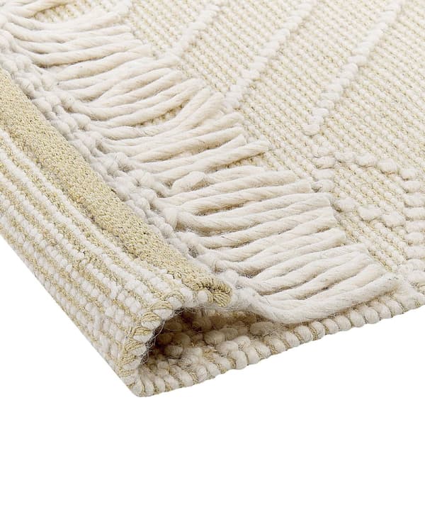 Gulvteppe Teppe Beige Ull 160 x 230 cm Dusker Håndvevd Stue Soverom Boho Moderne