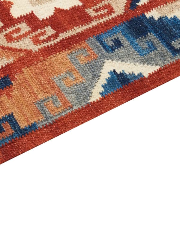 Matto monivärinen 80 x 150 cm villa geometrinen kuvio Kelim hapsut käsintehty suorakulmio boho