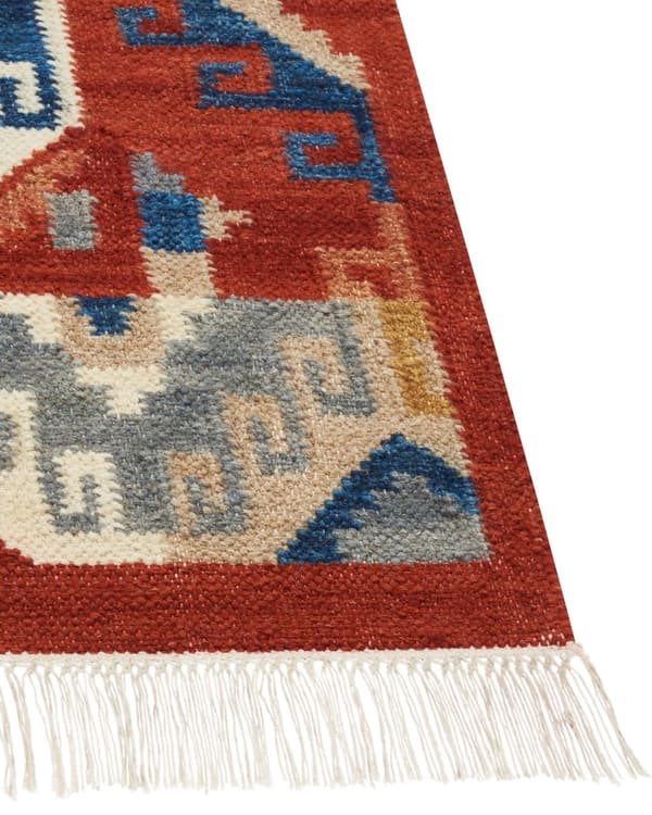 Matto monivärinen 80 x 150 cm villa geometrinen kuvio Kelim hapsut käsintehty suorakulmio boho