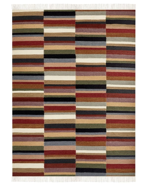 Kelimtæppe Multifarvet Uld 160 x 230 cm Fladvævet Løs Gulvtæppe til Børneværelse Mønstret Håndvævet Tæppe under Sofabord Tilbehør